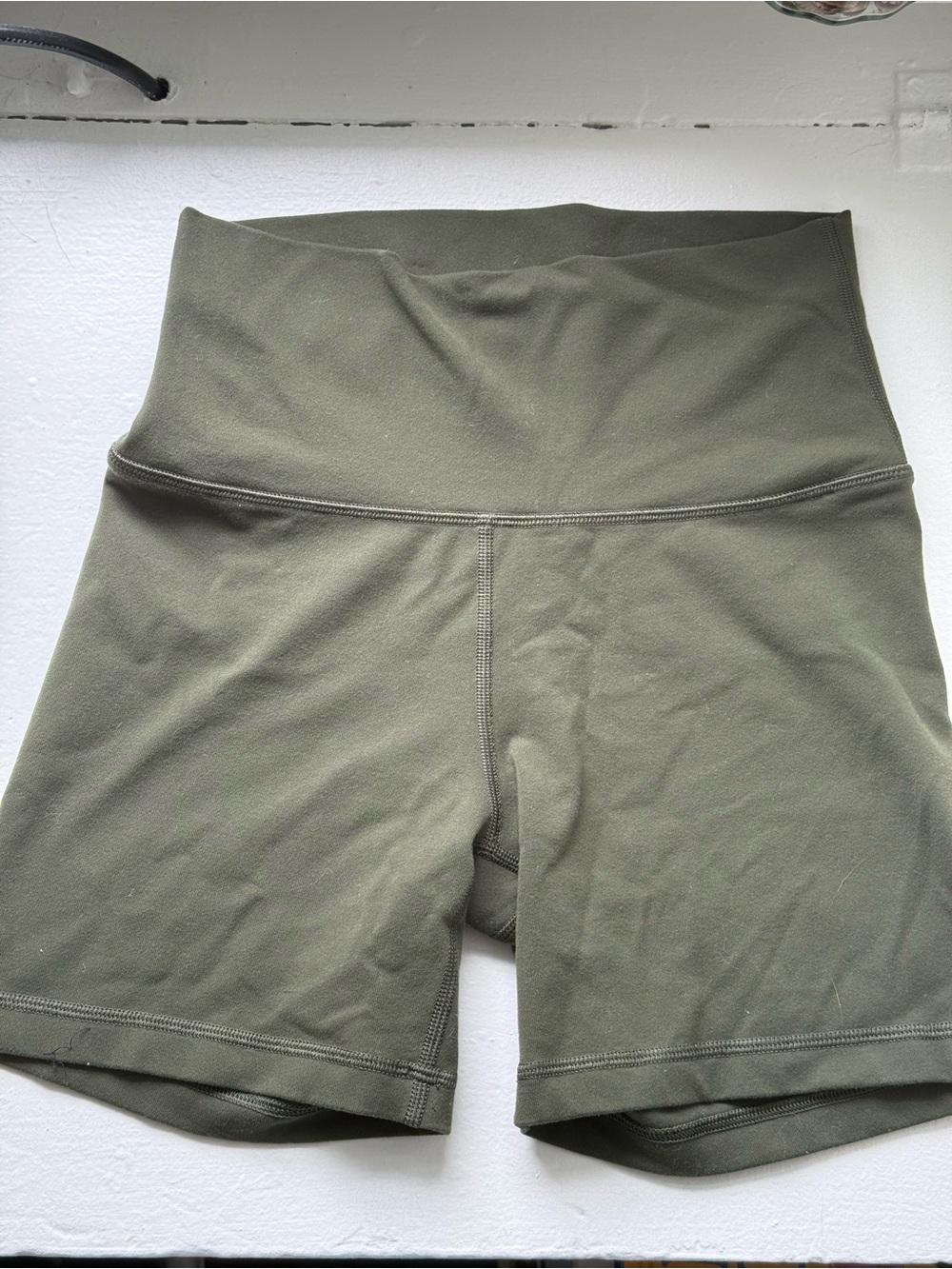 Aritzia Olive Green High-Rise Bike Shorts